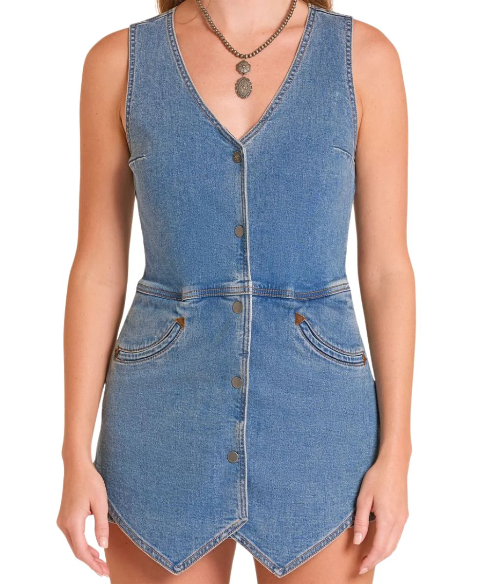 Rock & Roll Cowgirl Women's Denim Romper - Image 3