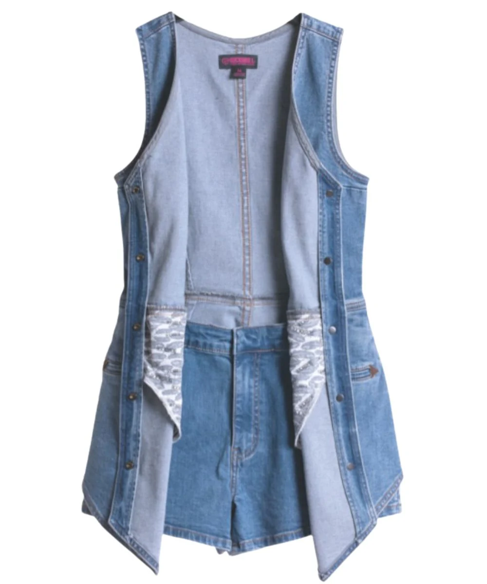 Rock & Roll Cowgirl Women's Denim Romper - Image 4