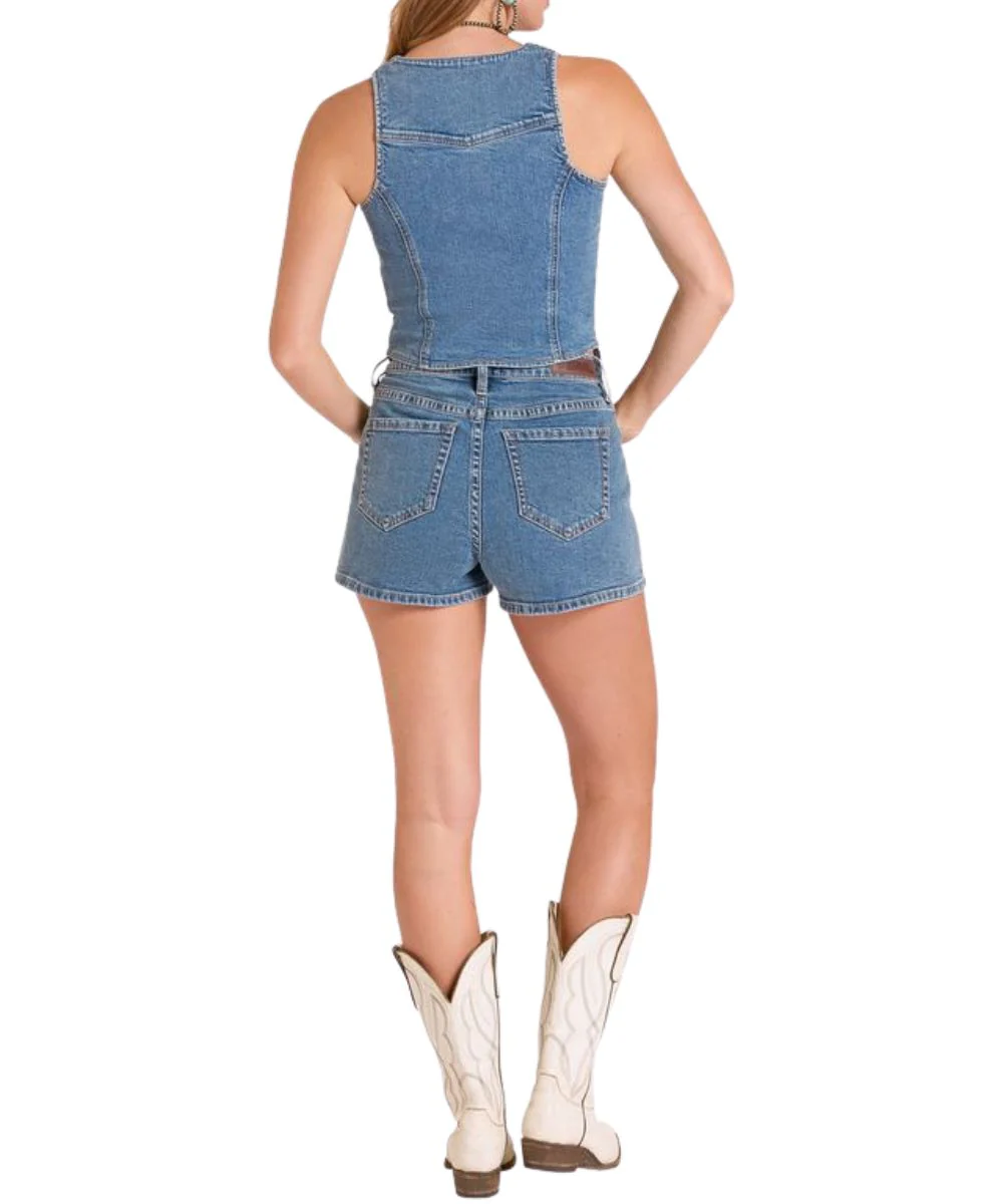 Rock & Roll Cowgirl Women's Denim Vest - Image 2