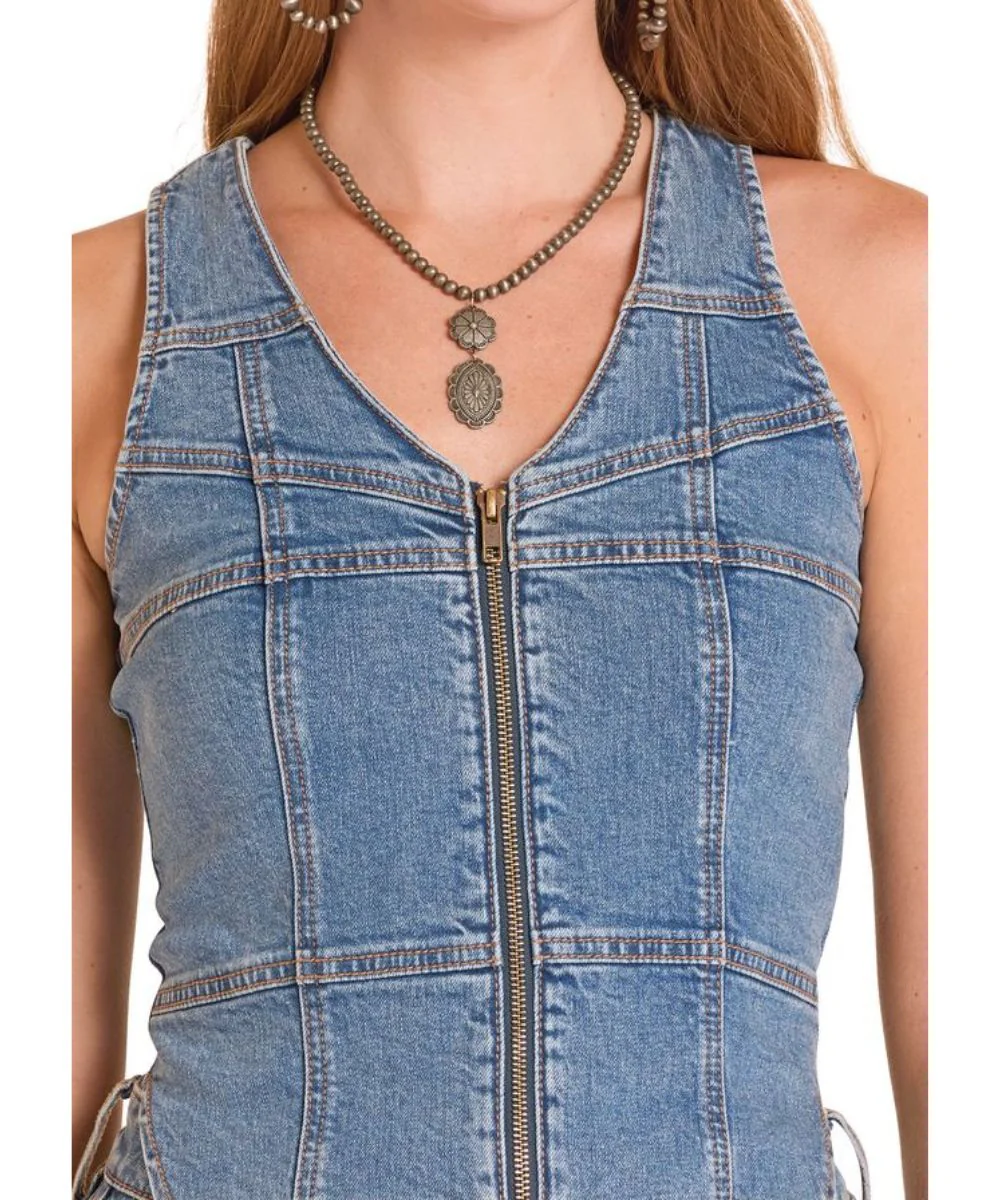 Rock & Roll Cowgirl Women's Denim Vest - Image 3