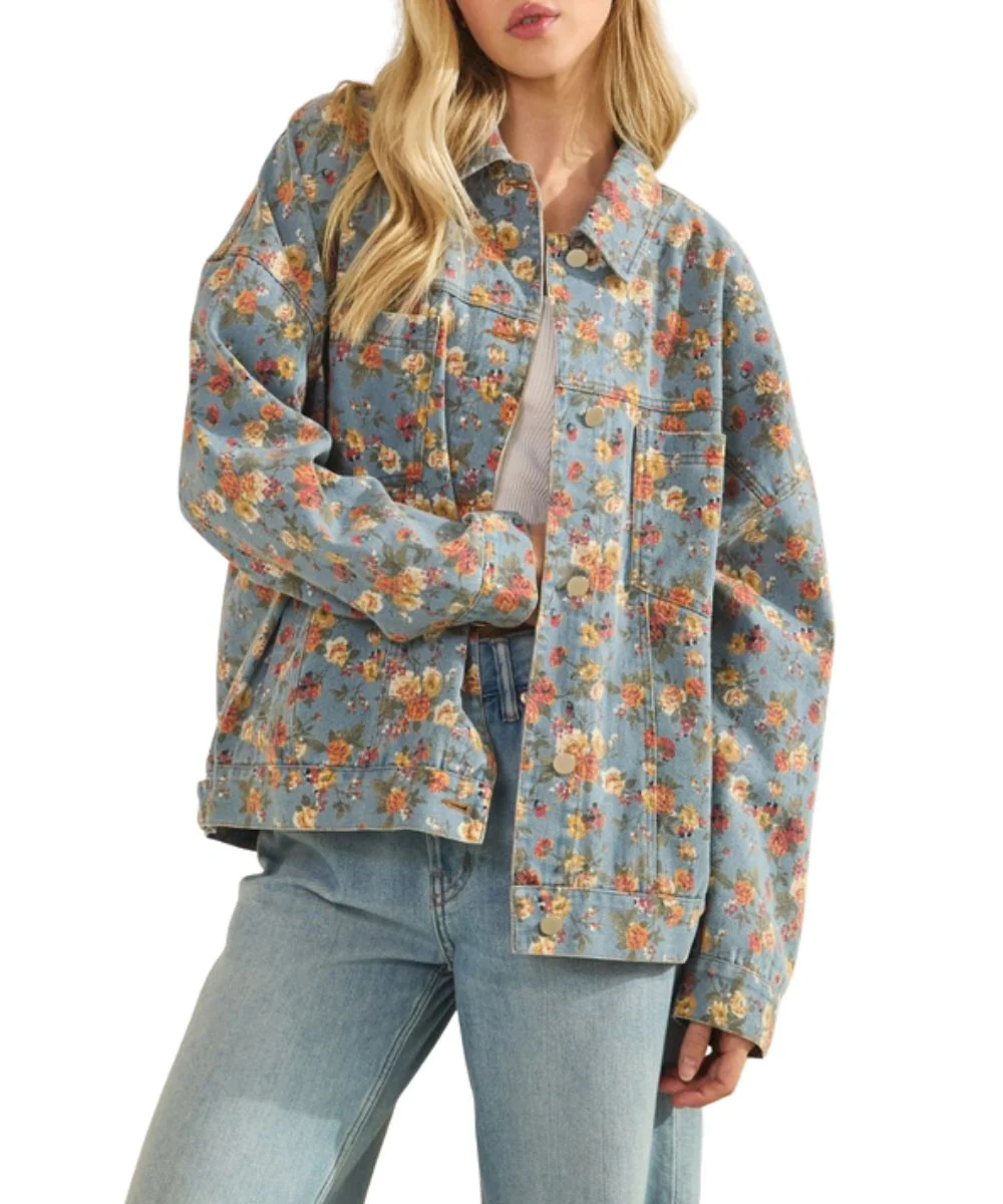 Sewn And Seen Women's Floral Denim Jacket - Image 3
