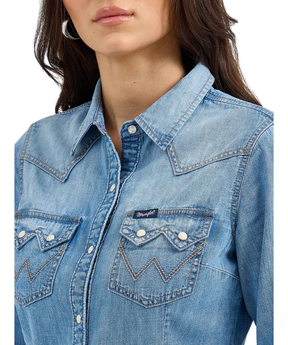 Wrangler Women's Denim Snap Shirt - Image 3
